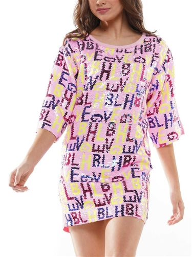 Sequin Letters Tunic Top