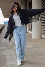 Load image into Gallery viewer, Black Fringe Denim Jacket