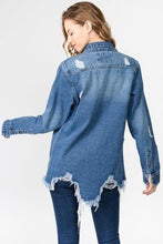 Load image into Gallery viewer, Distressed Denim Shirt Jacket