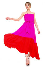 Load image into Gallery viewer, 2tone Color Block Strapless Dress
