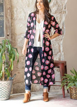 Load image into Gallery viewer, (XL) Pink Grey Aztec 3/4 Sleeve Duster W/Slits On Side