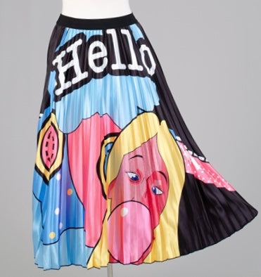 N By Nancy Pleated Hello Blue Skirt Lg