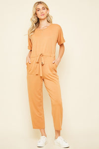 Short Sleeve Drawstring Waist Jumper